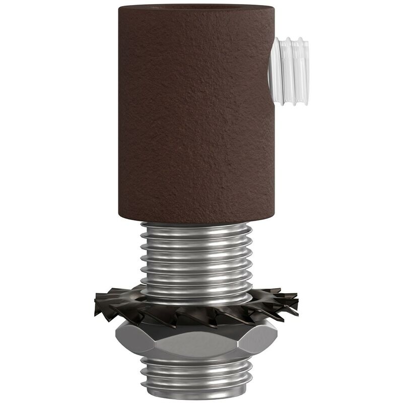 

Creative Cables - Abrazadera de cable metálico cilíndrico con varilla, tuerca y arandela | Óxido oscuro barnizado - Óxido oscuro barnizado