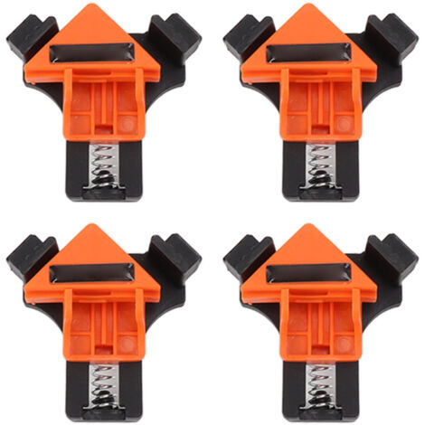 [Abrazadera de esquina] Abrazadera de resorte de 90° para fijar estructuras de madera - Juego de 4 piezas, ABS con protección de silicona