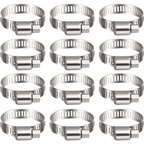 Abrazadera de manguera KZQ (20 unidades), ajustable (13-19 mm), de acero inoxidable 304, de metal, para mangueras, gas doméstico, tuberías de agua y cables.
