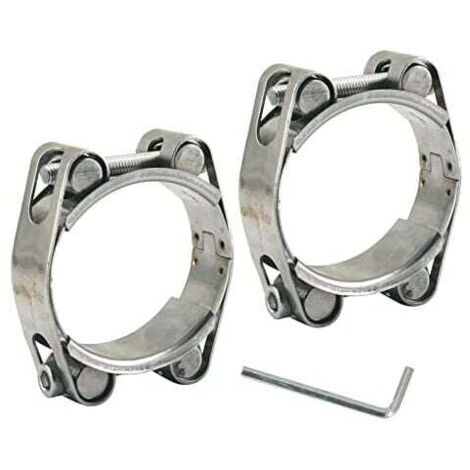 Abrazadera de manguera KZQ de doble capa y doble cabezal de acero inoxidable 304 de alta resistencia, 45-55 mm, ancho de banda de 20 mm (2 piezas con llave)