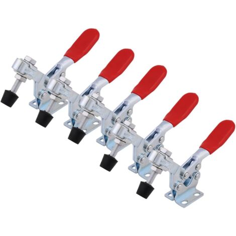 Abrazadera de palanca de liberación rápida GH-225-D, 227 kg, 500 lb, color rojo, resistente, tipo vertical, 5 unidades