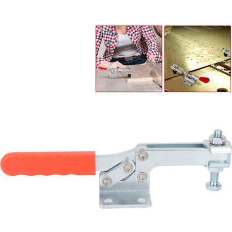 Abrazadera de trinquete horizontal portátil GH, fuerza de sujeción de 500 kg para metal con placa ligera