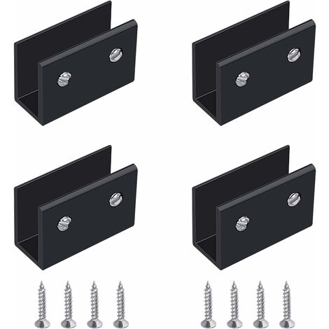 Abrazadera de vidrio, 4 piezas Soporte de estante de vidrio montado en la pared Soporte de estante de vidrio negro, Abrazadera de estante de vidrio ajustable de aleación de aluminio, para vidrio de 8-