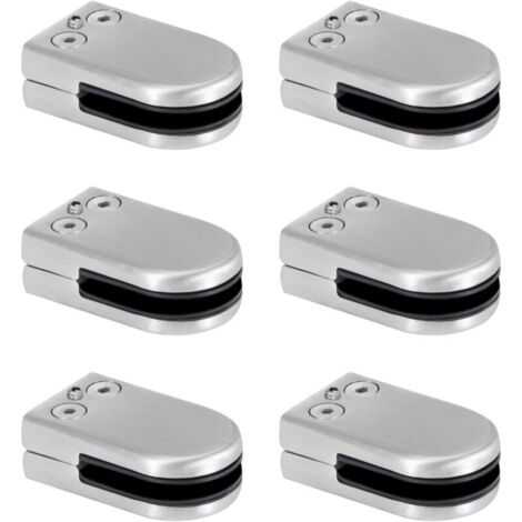 Abrazadera de vidrio de acero inoxidable de 6-8 mm, ajustable, parte trasera plana, conexión para pasamanos de escalera, paquete de 6
