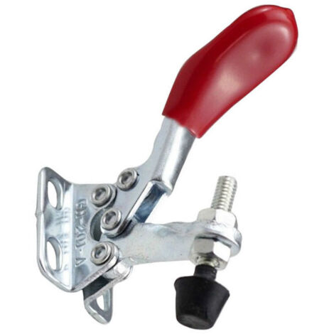 Abrazadera horizontal 201A de montaje lateral con barra en forma de U y mango de vinilo rojo repelente a la suciedad – capacidad de carga 27 kg, juego de 1 pieza