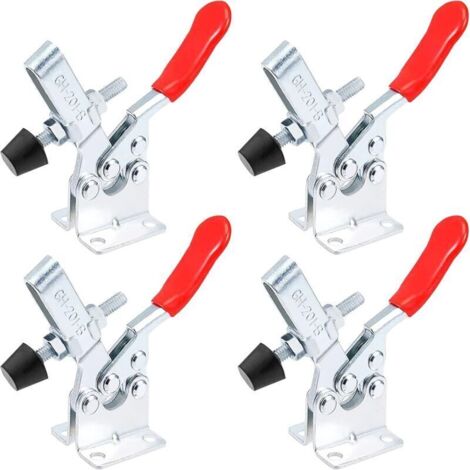 Abrazadera metálica horizontal de palanca – 4 piezas, liberación rápida, capacidad de carga de 90 kg, ideal para soldadura, carpintería y trabajos pesados.