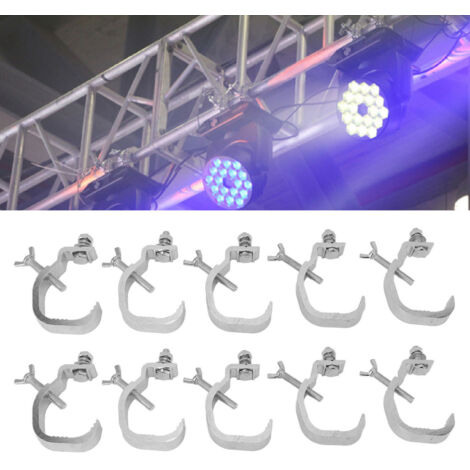 Abrazadera para focos de escenario – paquete de 10 abrazaderas para focos y luces LED, aleación de aluminio, diámetro exterior ajustable de 30 a 52 mm, capacidad de carga máxima de 35 kg.