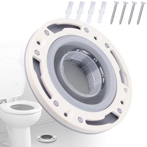 Abrazadera para inodoro fabricada en silicona ABS gris, repuesto universal, apta para tuberías de 4, 5 y 3 pulgadas. Kit de reparación de bridas para inodoro con tornillos e instrucciones.