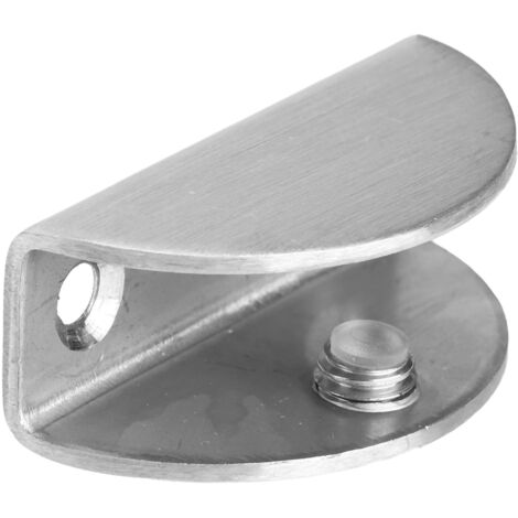 Abrazadera para vidrio, herramienta de fijación de acero inoxidable, modelo: acero inoxidable cepillado, para vidrio de 12–14 mm, paquete de 6 unidades con tornillos y tacos para montaje en pared.