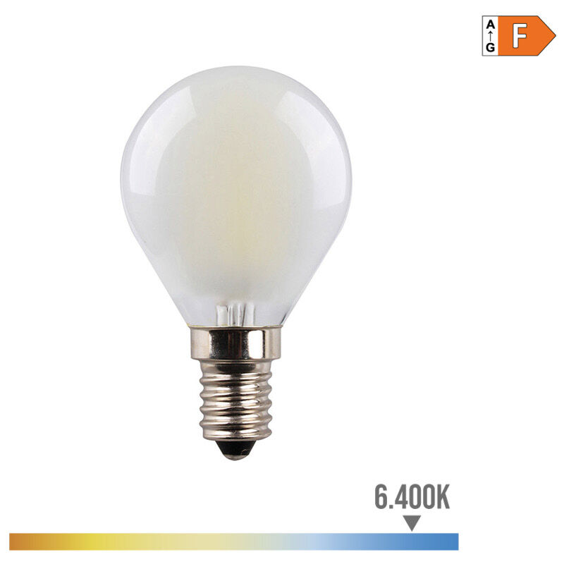 

EDM Bombilla esferica filamento led mate e14 4,5w 470 lm 6400k luz fria edm