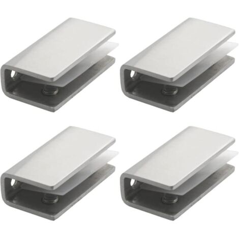 Abrazaderas de acero inoxidable para vidrio, 4 piezas, soporte para estante de vidrio, soporte para espejo de 8-12 mm, montaje en pared para espejo, para pasamanos de escalera y ventana.