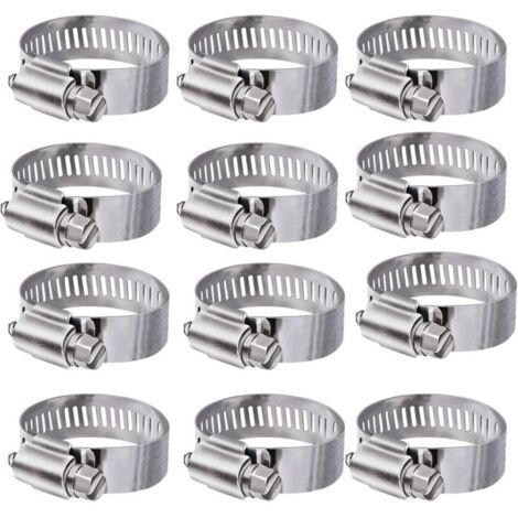 Abrazaderas de manguera de acero inoxidable 304, abrazaderas ajustables de acero inoxidable, clips para uso doméstico, tuberías de agua, tanques de gas, mangueras de automóviles (16-25 mm)