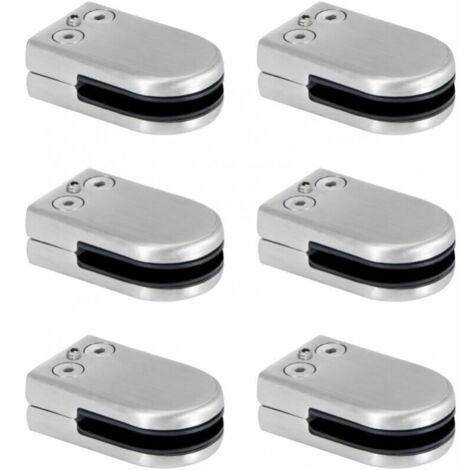 Abrazaderas de vidrio (paquete de 6), de acero inoxidable, de 6 a 8 mm, ajustables, con parte trasera plana, para conectar barandillas y pasamanos de escalera.