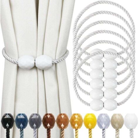 Abrazaderas magnéticas resistentes para cortinas, color blanco, paquete de 6, soportes decorativos para cortinas de exterior