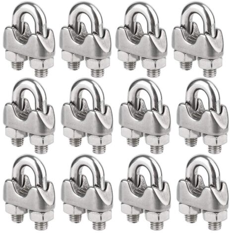 Abrazaderas para cable de acero M3, abrazaderas para cable con perno en U, abrazaderas para cable de acero inoxidable de 3 mm de diámetro, paquete de 12