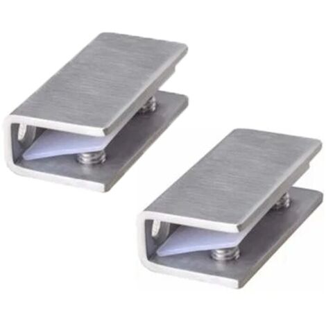Abrazaderas para mampara de ducha de vidrio (paquete de 2) - Bisagras fijas de acero inoxidable - Montaje en pared de 8-12 mm