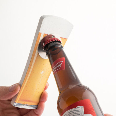 Abrebotellas - Colección de Cerveza - Metal y madera - 16 x 6 x 1 cm - 70 g