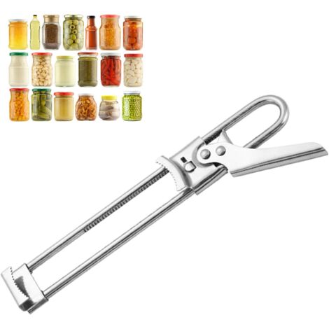 Abrelatas manual de acero inoxidable ajustable y multifuncional, abridor de botellas fácil de usar, adecuado para personas mayores, personas con artritis, personas con poca fuerza en las manos y mujer