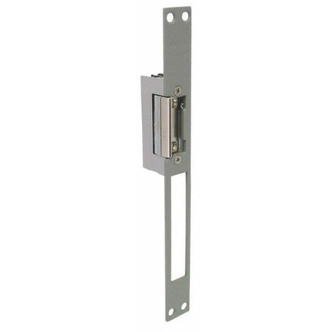 Abrepuertas 450N-M reversible 12Vac, dimensiones 75x21x28 mm, empotrable en madera o metal.