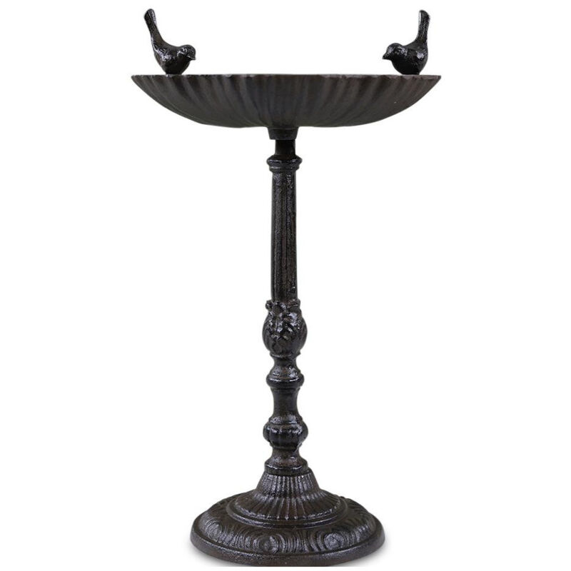 Abreuvoir 2 oiseaux sur pied fonte - Fonte - Marron - Décoration d'Autrefois