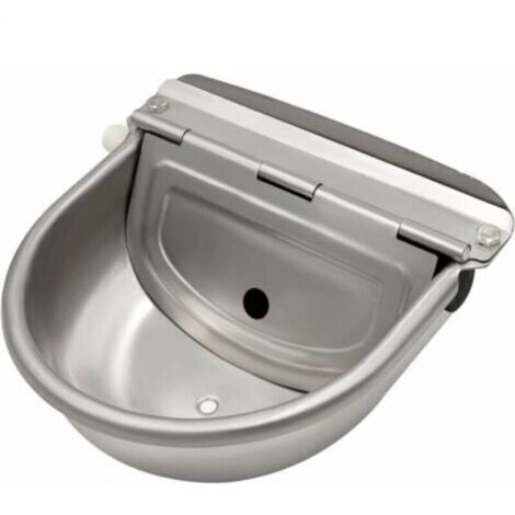 Abreuvoir à eau en acier inoxydable avec bouchon de vidange et valve à flotteur réglable pour cheval, chien, bétail, chèvre, mouton, cochon, abreuvoir automatique pour le bétail