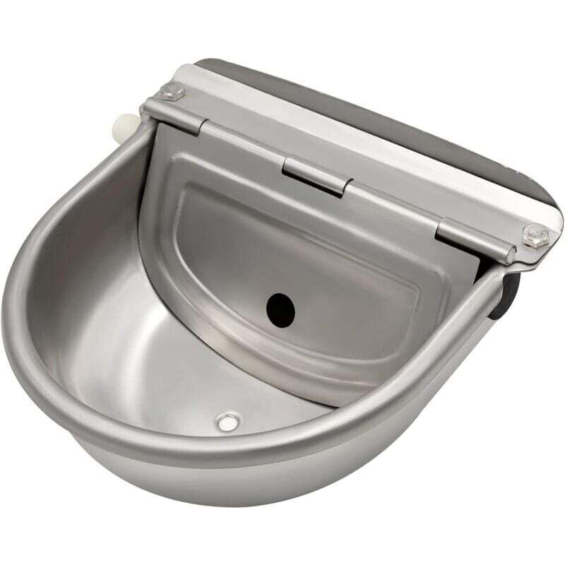 Abreuvoir à eau en acier inoxydable avec bouchon de vidange et valve à flotteur réglable pour cheval, chien, bétail, chèvre, mouton, cochon,