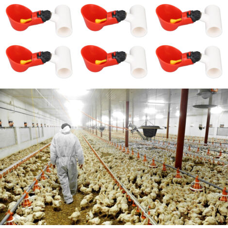 Abreuvoir Automatique pour Poules 10-Pièces Rouge Plastique Installation Facile Hygénique Versatile pour Volailles