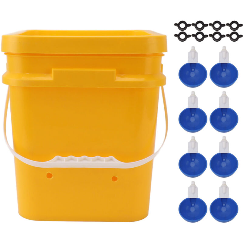 Abreuvoir automatique pour poulet avec baril portatif de 12 l, équipement pour boire de la volaille, pour seau d'oie et de canard + grand bol bleu +