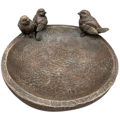 Abreuvoir de jardin avec trois oiseaux