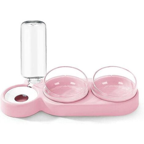 Abreuvoir double bol pour animaux de compagnie (rose)