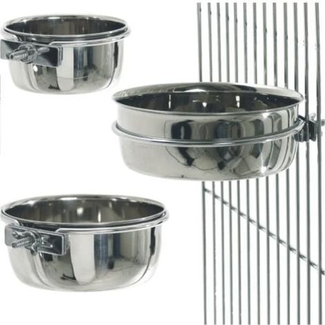 Abreuvoir en acier inoxydable pour animaux domestiques pour les cages, disponible en différentes capacités