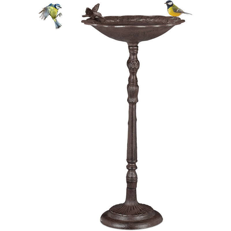 Abreuvoir En Fonte Sur Pied Soucoupe Mangeoire Pour Oiseaux Sauvages 74 5 Cm Haut Brun 2100263901727