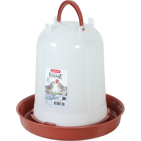 Abreuvoir en plastique contenance  jusqu'à 3 Litres, rouge , basse cour - zolux