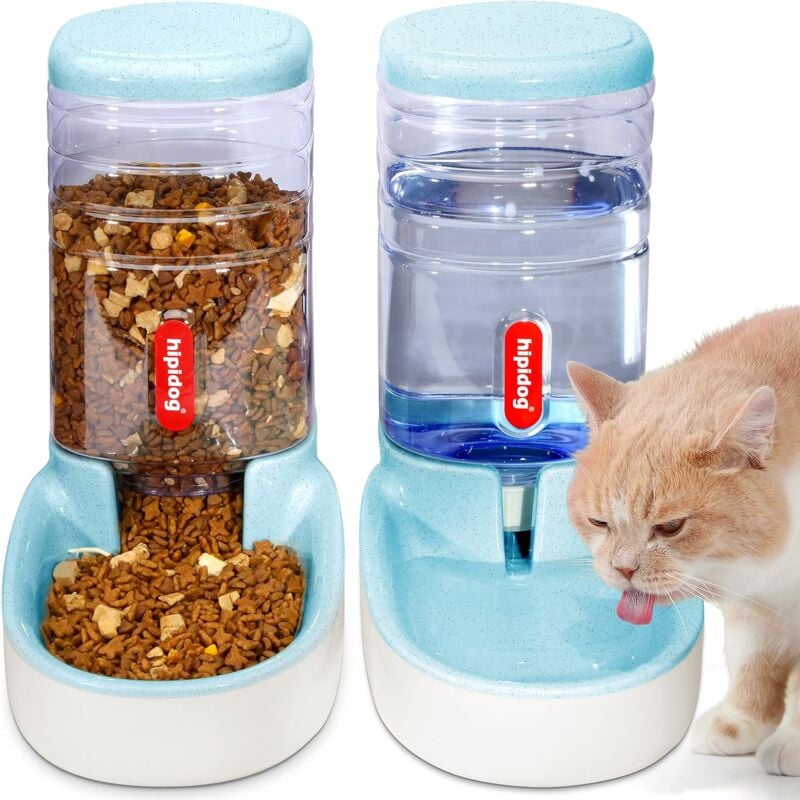 Jusch - Abreuvoir et alimentateur Automatique pour Chats, Chiens, 3,8 l avec Distributeur d'eau et Distributeur Automatique pour Animaux (Blue)