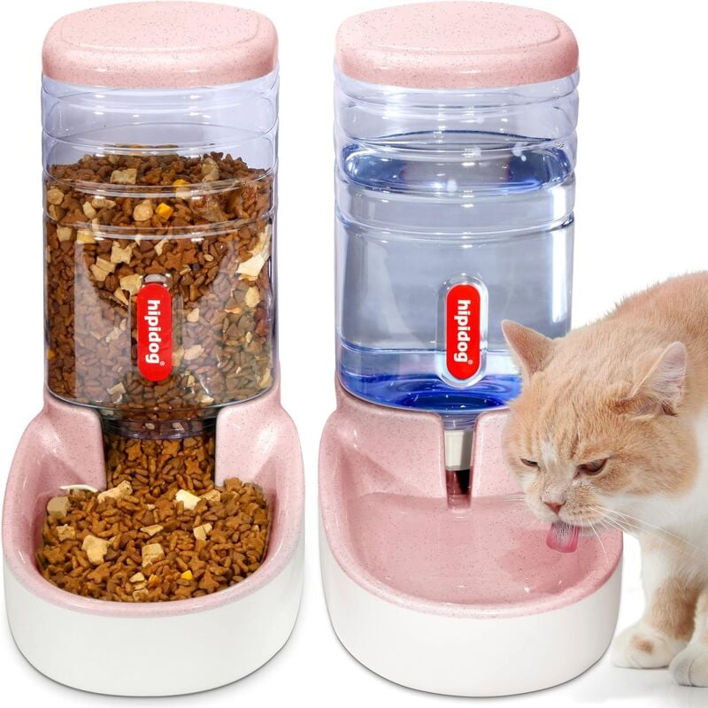 Jusch - Abreuvoir et alimentateur Automatique pour Chats, Chiens, 3,8 l avec Distributeur d'eau et Distributeur Automatique pour Animaux (Pink)