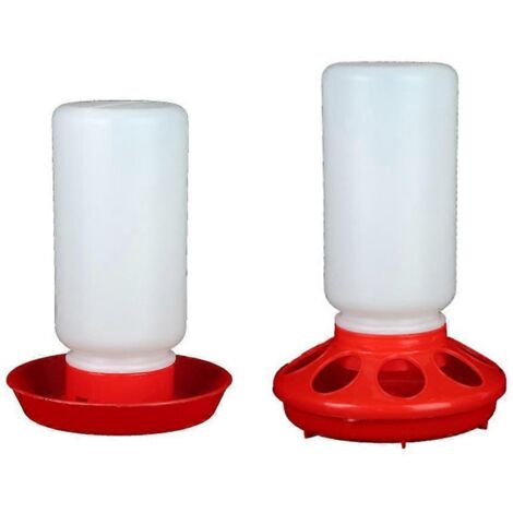 Abreuvoir et mangeoire pour poussins, pot d'eau et de nourriture blanc et rouge