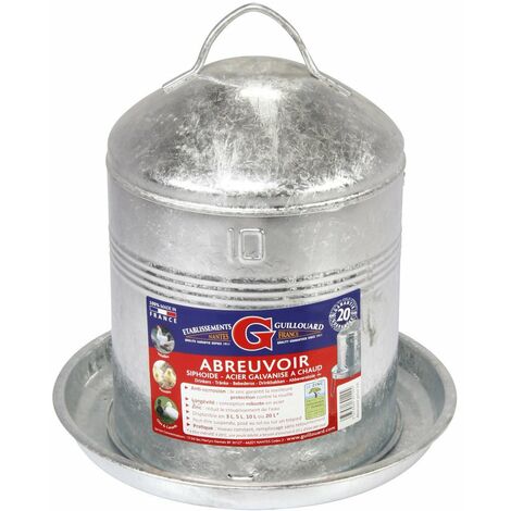 Abreuvoir galvanisé à chaud 10 litres – Résistant aux intempéries – Pour basse-cour et poulailler – Facilité d'utilisation – Kerbl