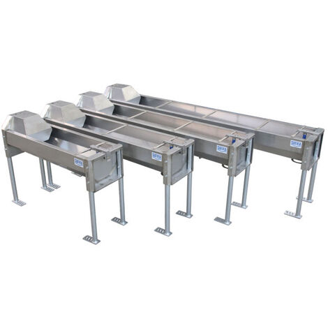 Abreuvoir inox 1,40 m avec vidage express – Rebord refoulé anti-lapage – Flotteur Masterflow 40 l/min – Plaque support De Luxe – Diehl Metering