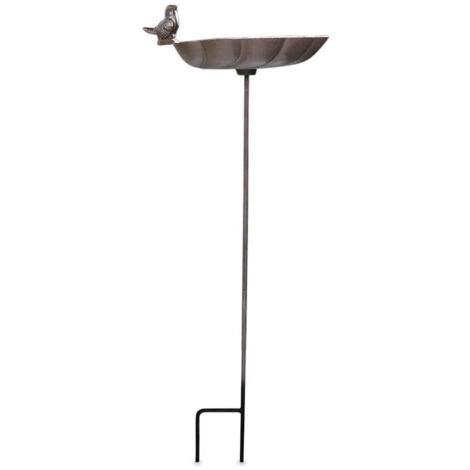 Abreuvoir oiseau sur pied fonte - Fonte - Marron - Décoration d'Autrefois