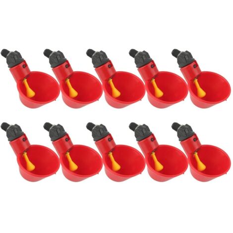 Abreuvoir Poules, 10pcs Abreuvoir Poule à La Volaille Bols Distributeur De Boisson Rouge Troupeau Canard Oiseau Alimentation Eau pour Pigeons