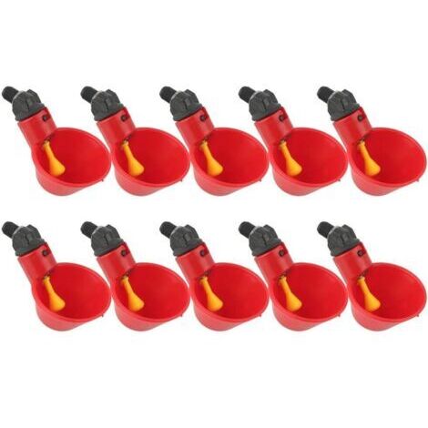 Abreuvoir Poules, 10pcs Abreuvoir Poule à La Volaille Bols Distributeur De Boisson Rouge Troupeau Canard Oiseau Alimentation Eau pour Pigeons H258