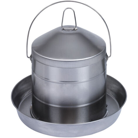 Abreuvoir pour volailles en acier inoxydable 8l – Remplissage par le dessous – Compatible avec tous types de poules – Facile à installer – Gaun