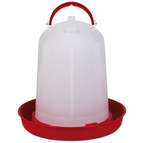 Abreuvoir rouge pour poules de 10 litres. Diamètre 34 cm x Hauteur 34 cm