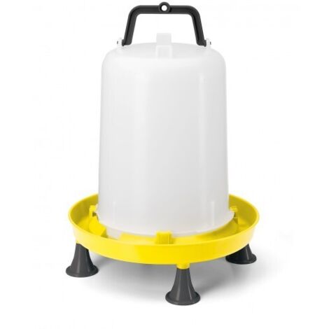 Chemin Des Poulaillers – Abreuvoir siphoide 15 litres en polypropylène – Anse de transport – Pieds pour propreté de l'eau – Pour poules et volailles