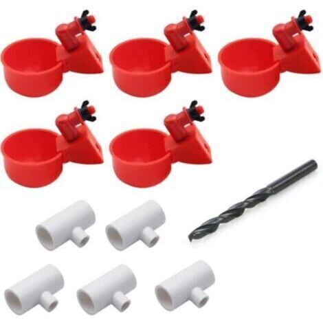 Abreuvoir Volaille, DIY 11 Pièces Kit Abreuvoir Volaille Automatique, Abreuvoir Volaille Automatique Avec Scie Cloche, Pour Poussins Caille Canard Oiseau Coupe