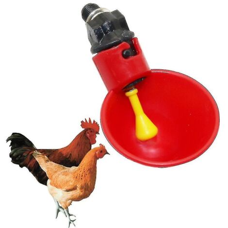 Abreuvoirs automatiques pour volailles (cailles, poulets et autres volailles) - Lot de 10 abreuvoirs en plastique rouge