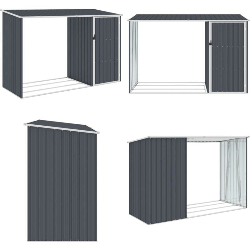 Abri à bois de jardin Anthracite 245x98x159 cm Acier galvanisé - Abri De Jardin - Abri Extérieur - Rangement Extérieur - Atelier Extérieur