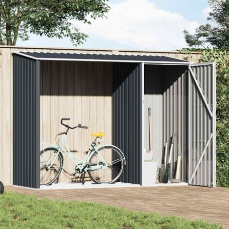 Abri à bois de jardin-Remise Cabane pour outils Anthracite 245x98x159 cm Acier galvanisé