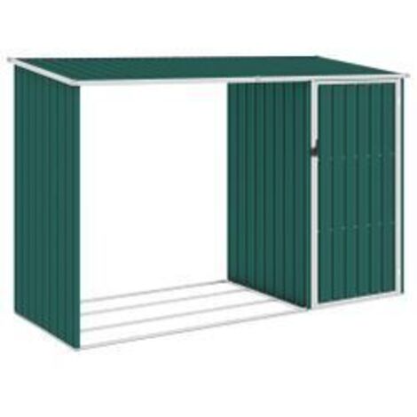 Abri à bois de jardin Vert 245x98x159 Acier galvanisé