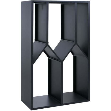 Abri à bois range-bûches extérieur design géométrique moderne 160 x 95 x 50 cm en métal galvanisé anthracite 040008894